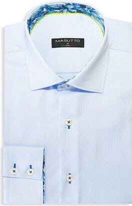 Masutto Fitted `With A Spread Collar, Contrast Trim, And A Neatly Lined Row Of Tonal Buttons