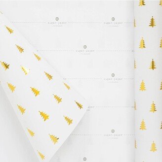 Sugar Paper + Target 25 sq ft Gold Foil Tree Gift Wrap White - Sugar Paper™ + Target