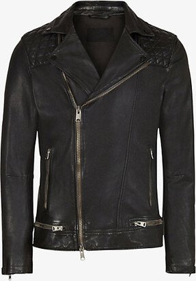 Mens Ink Navy Conroy Leather Biker Jacket