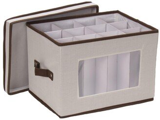 Champagne 12 Compartments Flute Storage Box - Cream/Natural