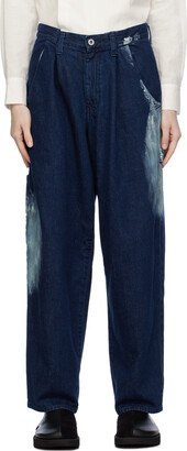 Blue Pleated Jeans