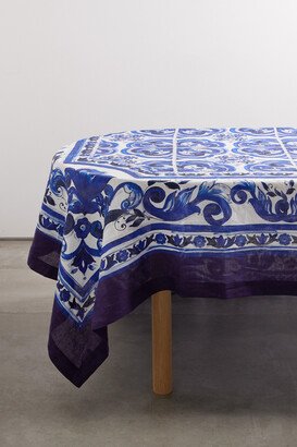 Printed Linen Tablecloth - Blue
