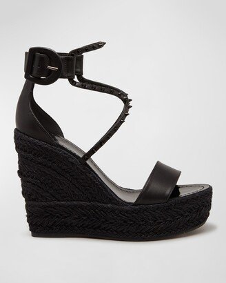 Chocazeppa Leather Spike Wedge Espadrilles