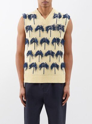 Palm Tree-jacquard Cotton-blend Sweater Vest