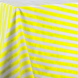 Kate Austin Designs Square Organic Cotton Table Cloth In Yellow And White Cabana Stripe Block Print