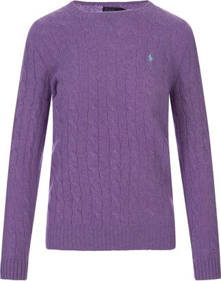 Melange Wisteria Wool And Cashmere Braided Sweater