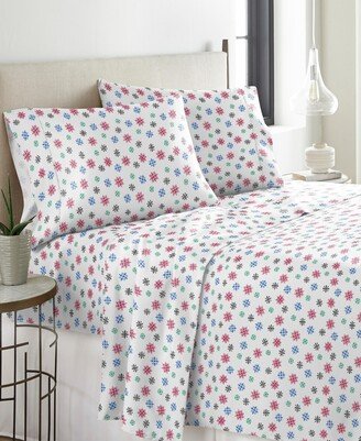 Bright Snowflake Heavy Weight Cotton Flannel Sheet Set, Twin Xl