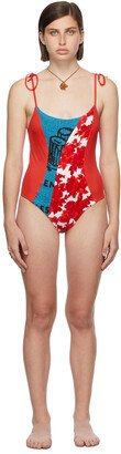 SSENSE Exclusive Red & Blue Ophie One-Piece Swimsuit