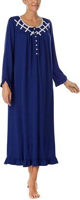 Long Sleeve Sweater Knit Ballet Gown (Indigo) Women's Pajama