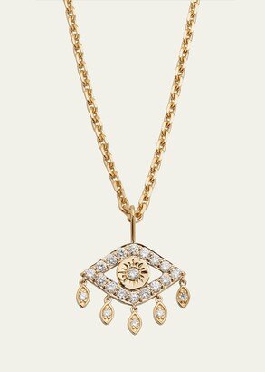 14k Gold Diamond Evil Eye Pendant Necklace