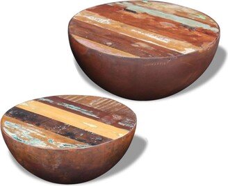 Two Piece Bowl Shaped Coffee Table Set Solid Reclaimed Wood