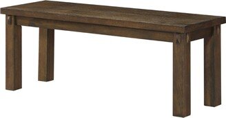 Wood Dining Bench in Dark Oak Finish