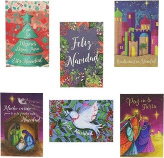 Sustainable Greetings 48 Pack (8 of Each) Feliz Navidad Spanish Christmas Cards with Envelopes, 4 x 6 inches, 6 Assorted Designs Merry Xmas Festive Themed Greeting