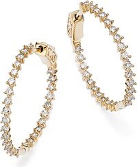 Diamond Inside Out Medium Hoop Earrings in 14K Yellow Gold, 1.50 ct. t.w. - 100% Exclusive