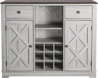 47 Wood Bar Cabinet with Brushed Nickel Knobs White