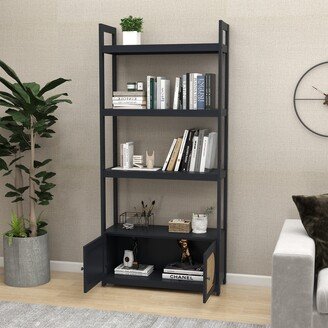 IGEMAN 4-Tier Wooden Freestanding Bookcases with 2 Doors