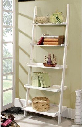 Stylized Contemporary 5-Tier Ladder Shelf, White