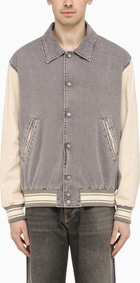 Lilac grey/marzipan cotton bomber jacket