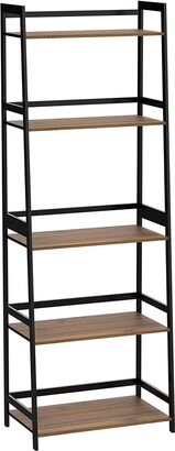 TONWIN Ladder Shelf 5 Tier Black Bookshelf Modern Open Bookcase