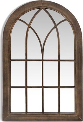 3-Layered Arched Mounted Mirror for Vanity Bedroom Entryway-Rustic Brown - 20 x 1.5 x 30