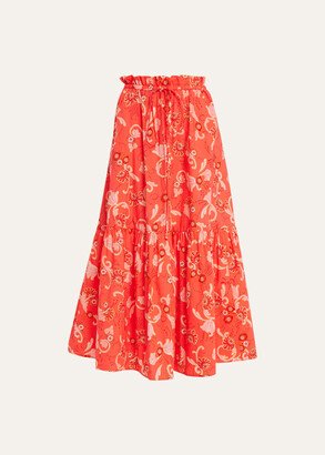 Francis Printed Drawstring Maxi Skirt-AA