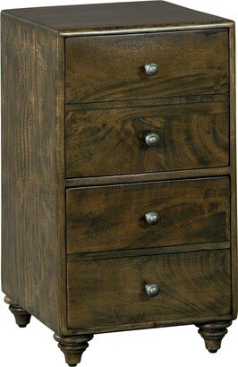 Furniture Office at Home File, Contemporary, Elegant, Narrow, Four Drawer, Dark Wood, Finished Filing Cabinet