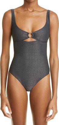 Cutout Ring Detail Glitter One-Piece Swimsuit