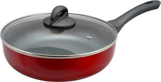 Herscher 3.5 Quart Aluminum Sauté Pan with Tempered Glass Lid in Red