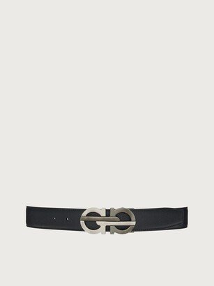 Man Reversible and adjustable Gancini belt Black/Testa di Moro