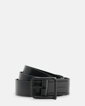 Eli Matte Leather Belt - Black/dull Nickel