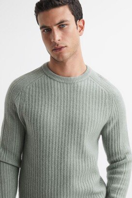 Wool-Cotton Textured Crew Neck Jumper