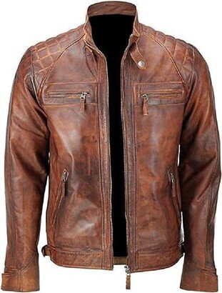 R M Men's Genuine Cowhide Leather Jacket Biker style Lightweight Fashion Coat & Jacket for Men (X-Large)