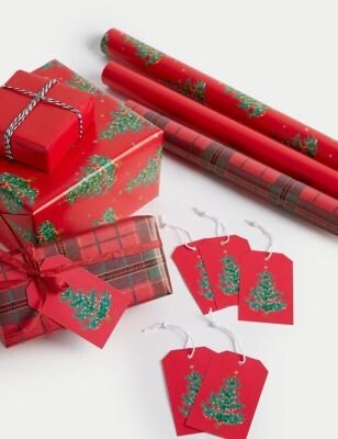 Red Tartan 6M Christmas Gift Wrap & Accessories Pack