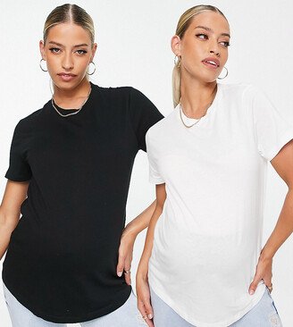 ASOS DESIGN Maternity ultimate t-shirt with crew neck in cotton blend 2 pack SAVE