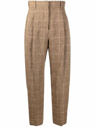 High-Waist Windowpane Check Trousers