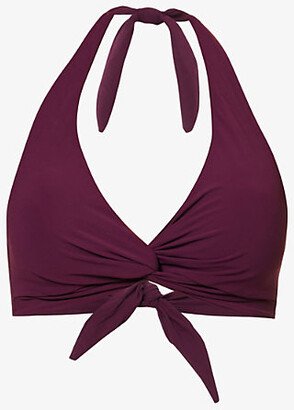 Womens Port Jetset Twist-detail V-neck Bikini top