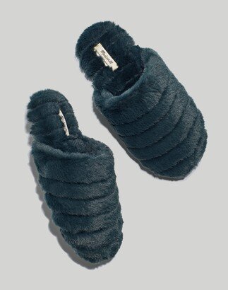 Quilted Scuff Slippers in Recycled Faux Fur