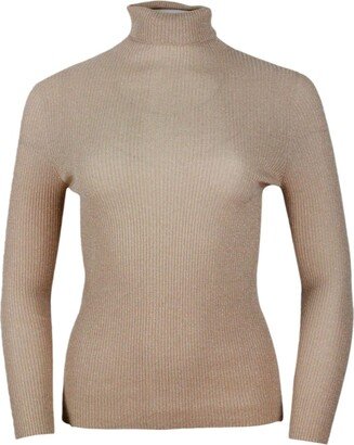 Long-sleeved Turtleneck Sweater In Merino Lam? Embellished With Shiny Lurex That Gives Brightness