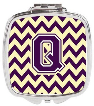 CJ1058-QSCM Letter Q Chevron Purple & Gold Compact Mirror