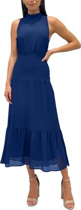 Women's Mock Neck Tiered-Hem Maxi Dress