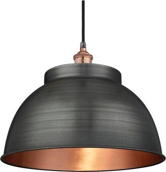 Industville Brooklyn Outdoor & Bathroom Dome Pendant, 17 Inch, Pewter & Copper, Co