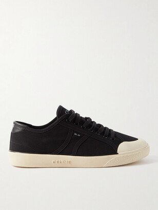 Logo-Print Leather-Trimmed Canvas Sneakers