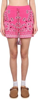 Bandana Patterned Drawstring Shorts