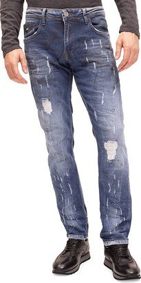 Brushed Paint Distressed Jeans