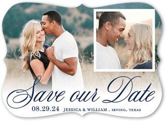 Save The Date Cards: Pictured Together Save The Date, Blue, 5X7, Signature Smooth Cardstock, Bracket