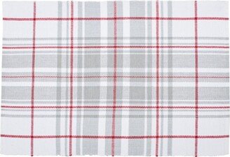 Sentiment Red White and Gray Plaid Woven Placemat Set of 6