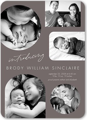 Birth Announcements: Classic Scrapbook Birth Announcement, Grey, 5X7, Matte, Signature Smooth Cardstock, Rounded