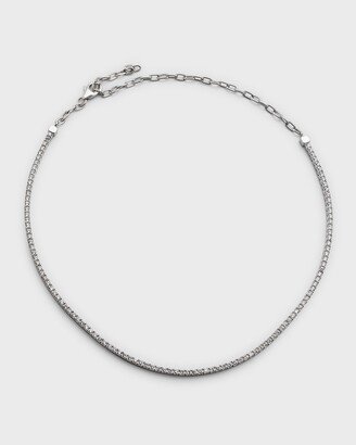 Neiman Marcus Diamonds White Gold Half-Diamond Half-Chain Necklace