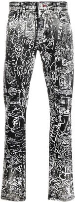 All-Over Graphic-Print Jeans