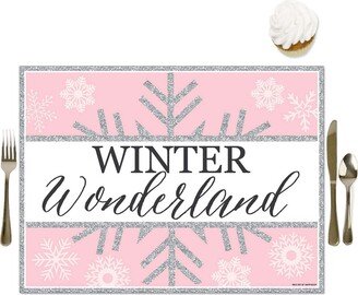 Big Dot Of Happiness Pink Winter Wonderland Party Table Decor Holiday Snowflake Party Placemats 16 Ct